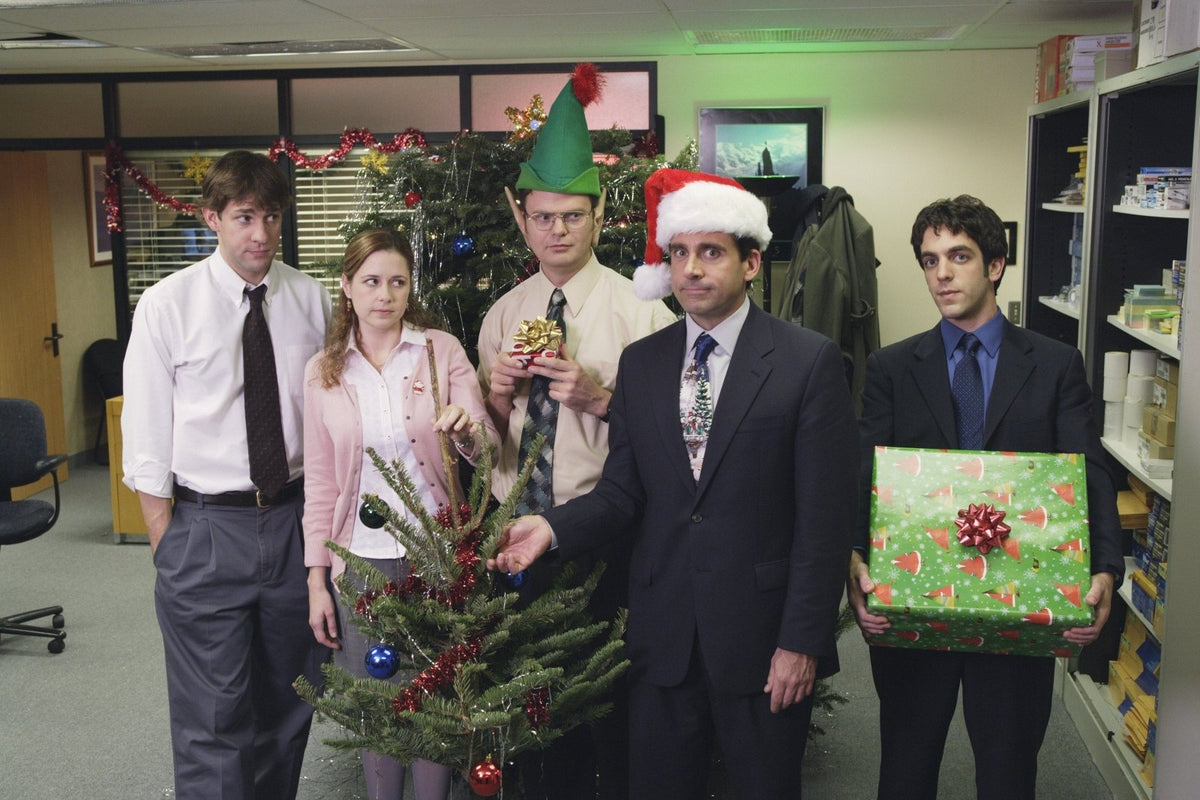 Image of The Office cast in holiday-themed / Christmas wear